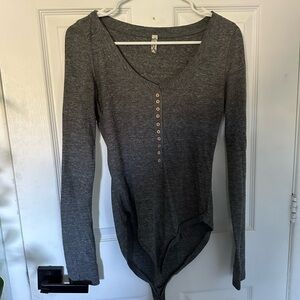 Free people Charcoal Long Sleeve Bodysuit